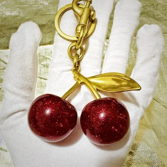 Cherry Keychain with Gold Accents - Picture 3 of 6